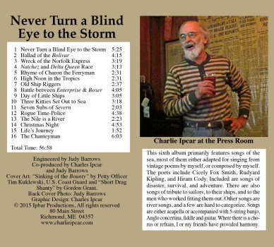 Back cover of Never Turn a Blind Eye CD