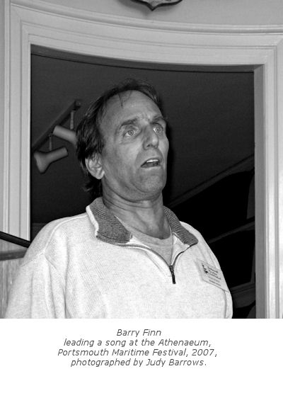 Barry Finn leading a song at the Athenaeum, Portsmouth Maritime Festival, 2007, photographed by Judy Barrows.